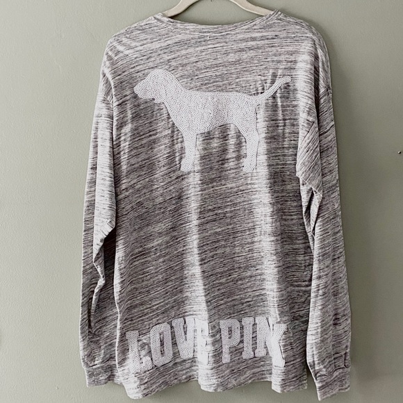 PINK Victoria's Secret Tops - • PINK VS Love Pink sequin detail longsleeve top •